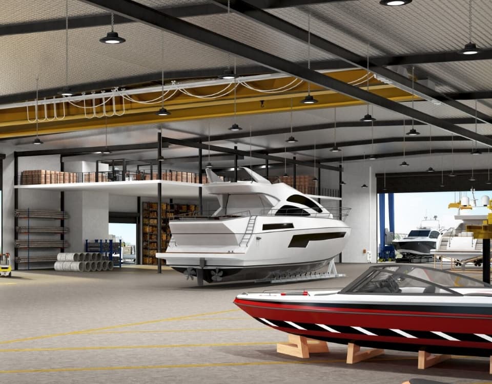 Vessels at a marine servicing facility